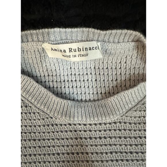 Amina Rubinacci News Sweater Blue Silver Threading Size 48/12 Cashmere Cotone - Picture 5 of 8